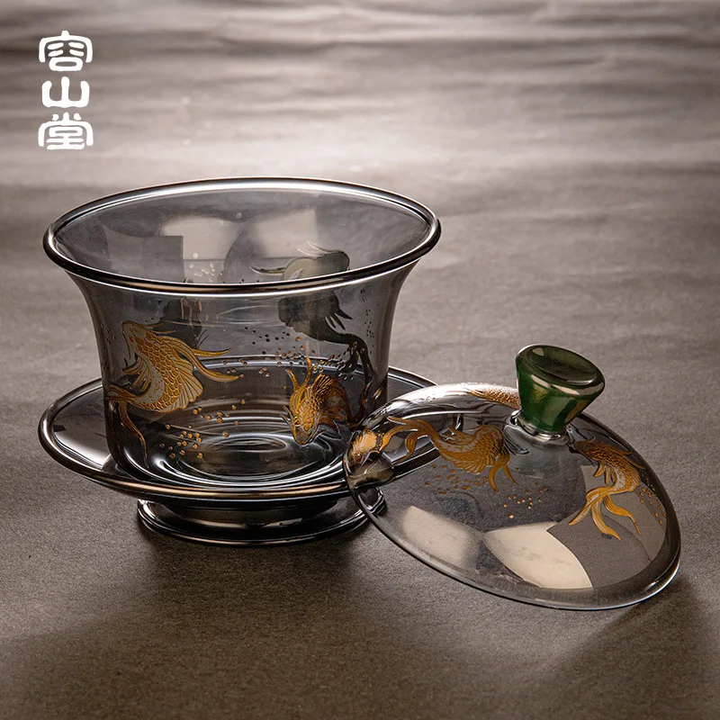 Чайный набор Gaiwan Tureen из тибетского чайного сервиза, чаша из серого золота и серебра с стеклянной крышкой, термостойкая утолщенная чаша гунг-фу
Чайный набор Gaiwan Tureen из тибетского чайного сервиза, чаша из серого золота и серебра с стеклянной крышкой, термостойкая утолщенная чаша гунг-фу