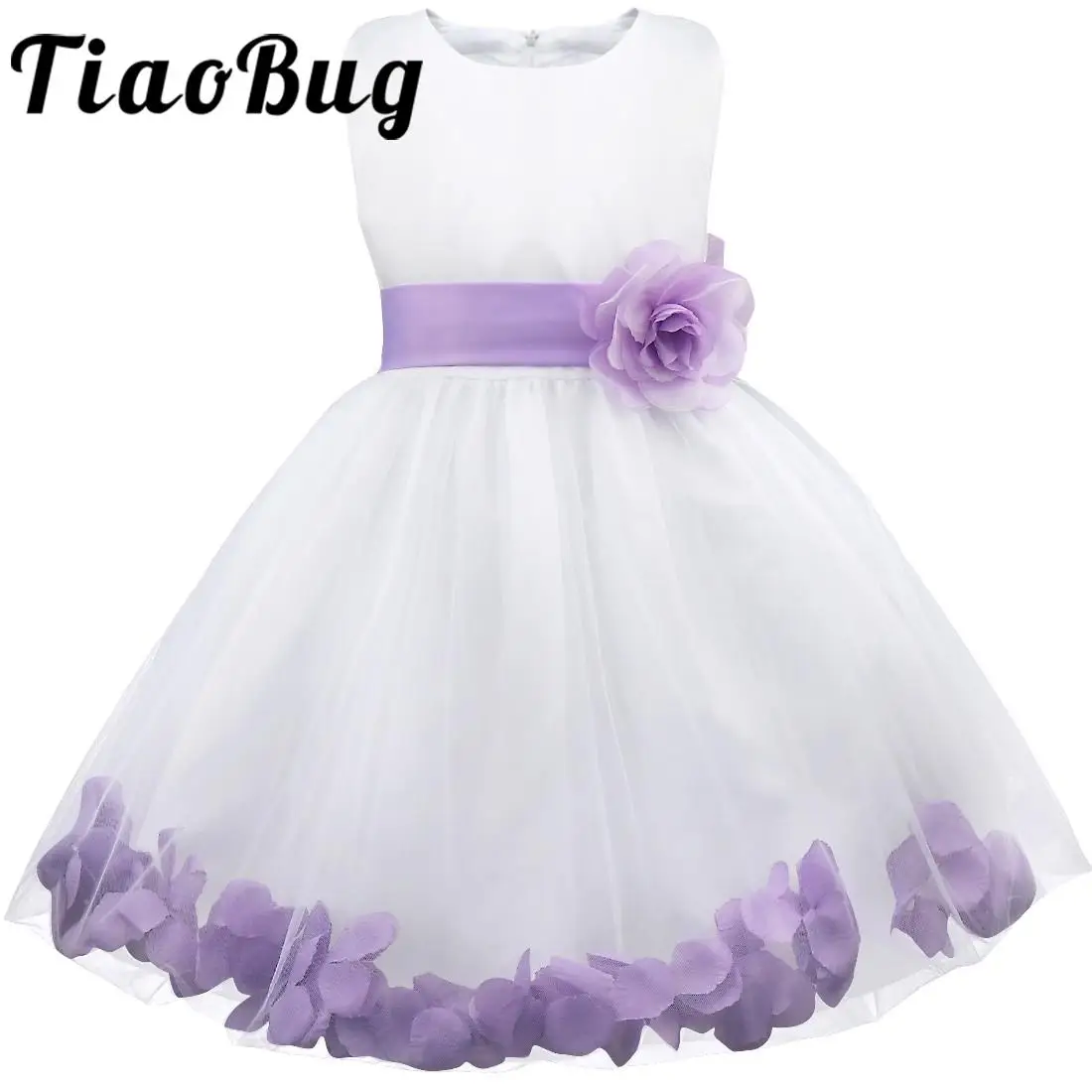

Kids Flower Girls Princess Dress Petals Tulle Formal Pageant Bridal Wedding Birthday Party Dresses Bridesmaid Prom Ball Gown