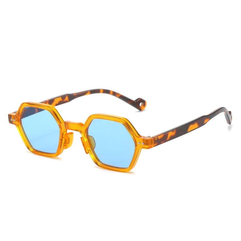 

Vintage Polygon Square Women Sunglasses Fashion Hexagon Clear Ocean Lens Shades UV400 Men Rivets Sun Glasses Oculus