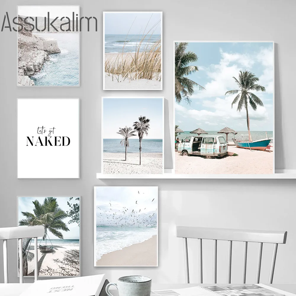 

Landscape Art Prints Sea Beach Print Pictures Reed Wall Paintings Palm Painting Poster Nordic Wall Posters Living Room Decor