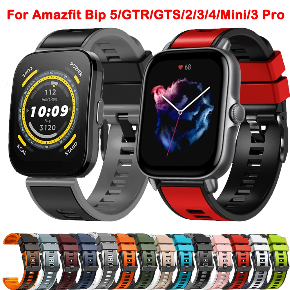 

Ремешок силиконовый для Amazfit GTS 3/2/4/GTS2 Mini/GTR 42 мм/47 мм/GTR 3/3 Pro/2, спортивный браслет для часов Amazfit Bip 5, 20 мм 22 мм