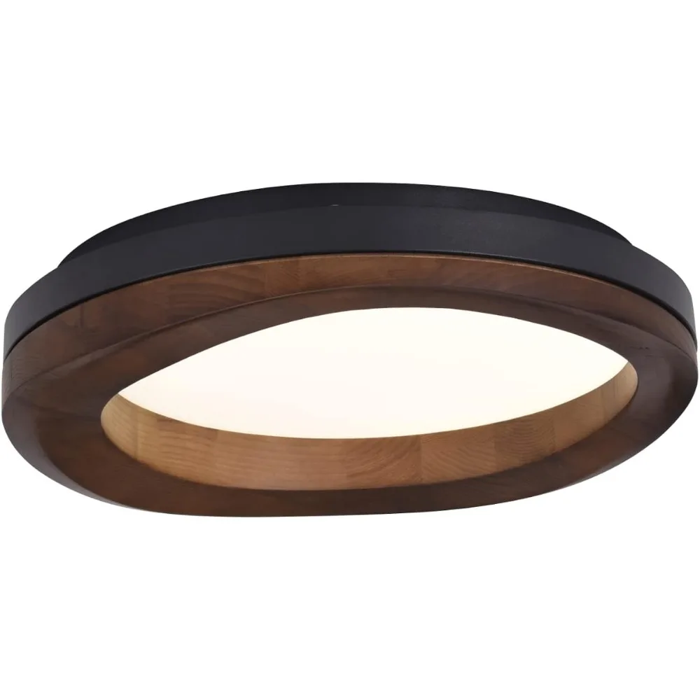 

LED Flush Mount Ceiling Light, Dimmable 17.72” Wood, 65W, 3000K/4000K/6000K Adjustable Round Flat Panel Light