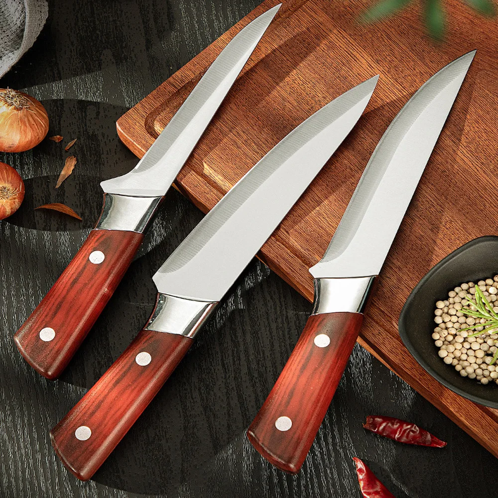 

Kitchen Knife Set 1-3 Piece Butcher Boning Knife Cleaver Meat Beef Fish Slicing Knife Plastic Handle Chef Knives Stainless Steel