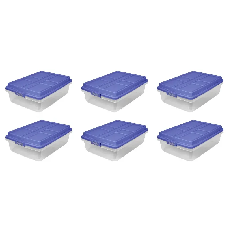 

40 Qt. Clear Plastic Storage Bin with Blue HI-Rise Lid, 6 Pack storage organizadores acrylic box storage box