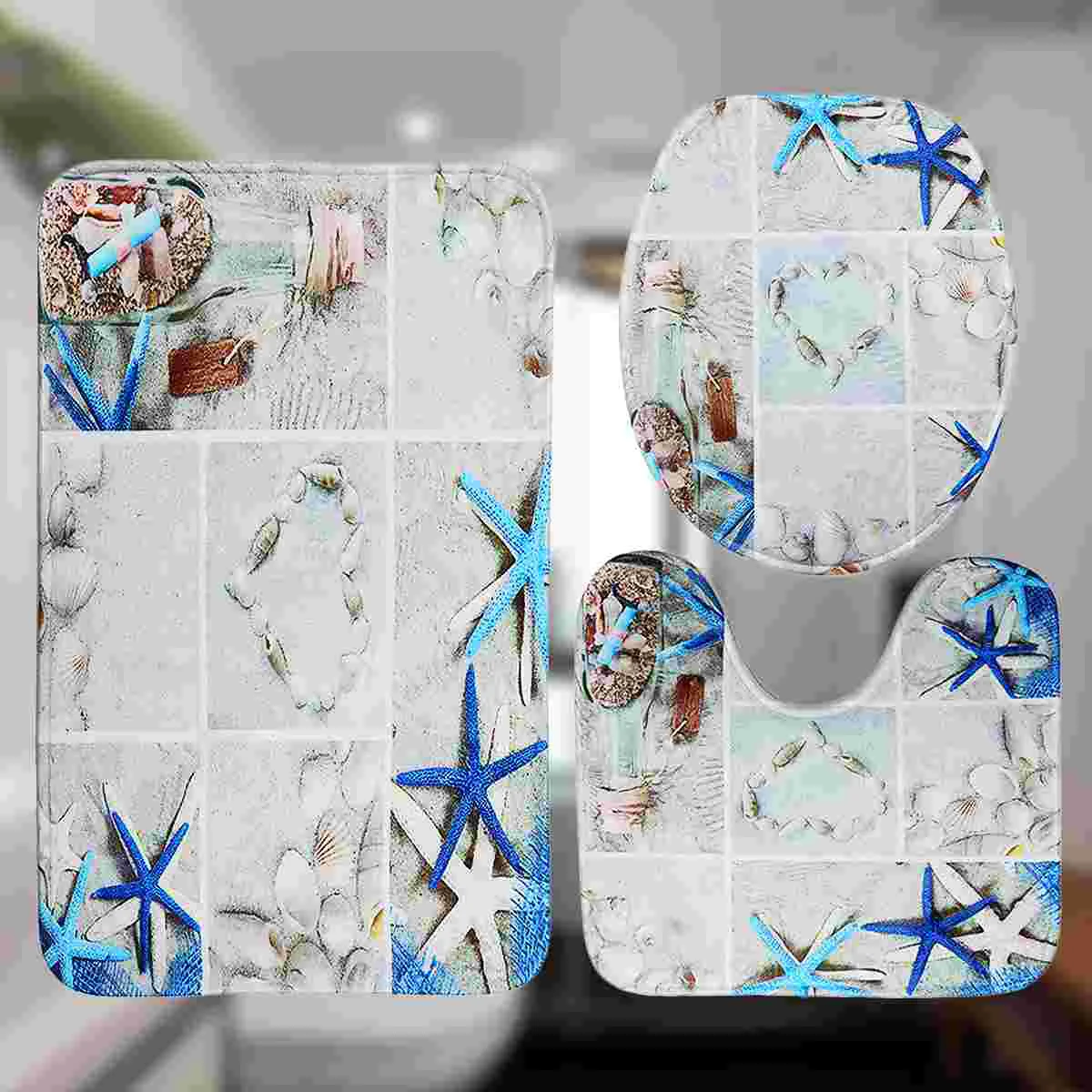 3 in 1 Printing Pattern Bathroom Mat Set Antiskid Washroom Carpet Mat Toilet Seat Lid Cover Pad - Grids and Seafish (As Shown)
3 in 1 Printing Pattern Bathroom Mat Set Antiskid Washroom Carpet Mat Toilet Seat Lid Cover Pad - Grids and Seafish (As Shown)