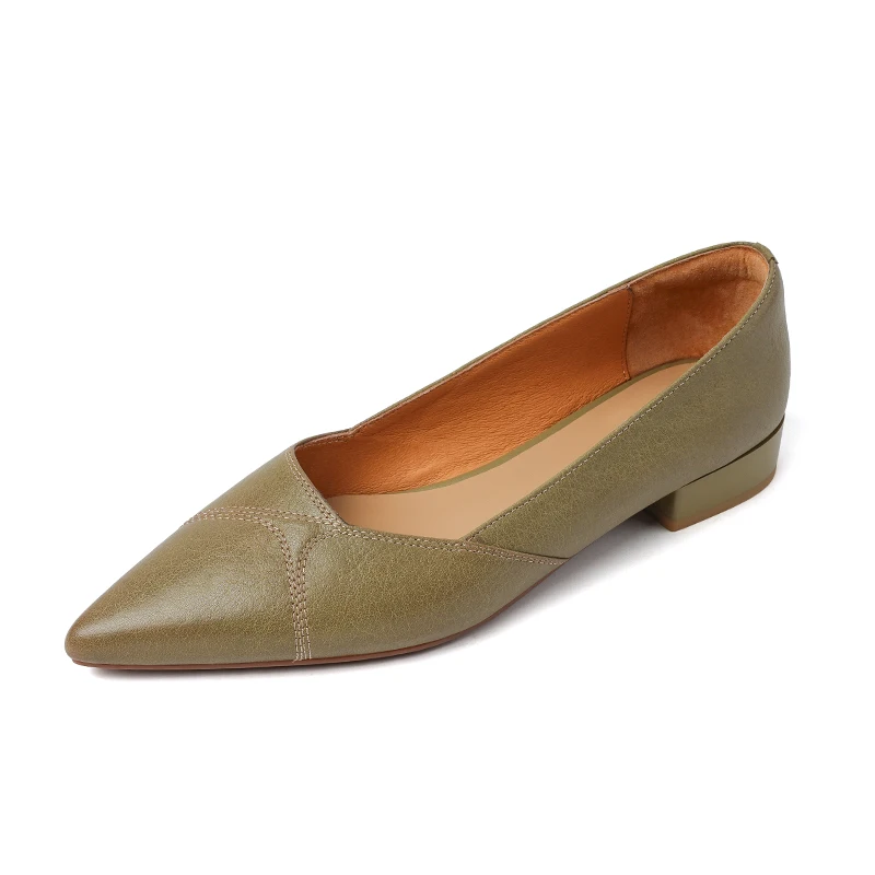 Genuine vegetable tanned cowhide pointed toe shallow mouth comfortable low heel stitching solid color women's shoes
Genuine vegetable tanned cowhide pointed toe shallow mouth comfortable low heel stitching solid color women's shoes