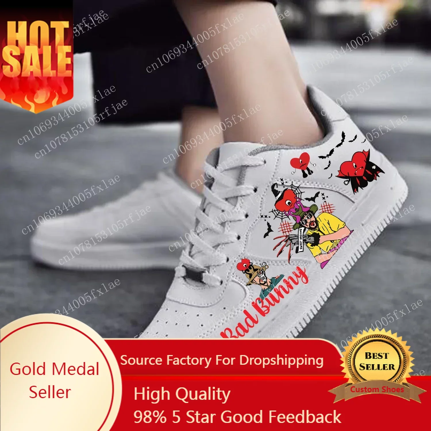 Bad Bunny Halloween AF Basketball Mens Womens Sports Running High Quality Flats Force Sneakers Lace Up Mesh Customized Shoe
Bad Bunny Halloween AF Basketball Mens Womens Sports Running High Quality Flats Force Sneakers Lace Up Mesh Customized Shoe