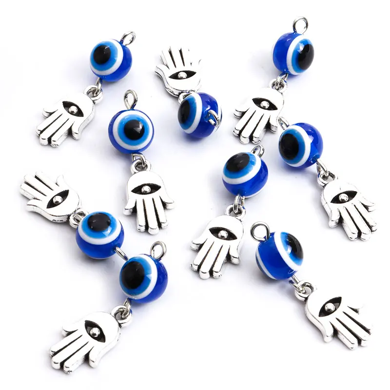 10pcs Hamsa Hand&Blue Evil Eye Charms Turkish Evil Nazar Eye Pendants For DIY Amulet Necklace Lucky Ornaments Making Accessories 10pcs Hamsa Hand&Blue Evil Eye Charms Turkish Evil Nazar Eye Pendants For DIY Amulet Necklace Lucky Ornaments Making Accessories