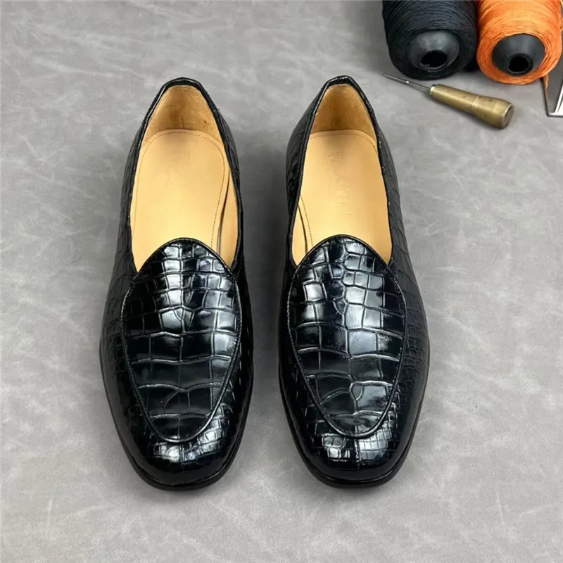 Authentic Exotic Crocodile Skin Businessmen Casual Black Dress Shoes Genuine Real True Alligator Leather Male Slip-on Loafers
Authentic Exotic Crocodile Skin Businessmen Casual Black Dress Shoes Genuine Real True Alligator Leather Male Slip-on Loafers