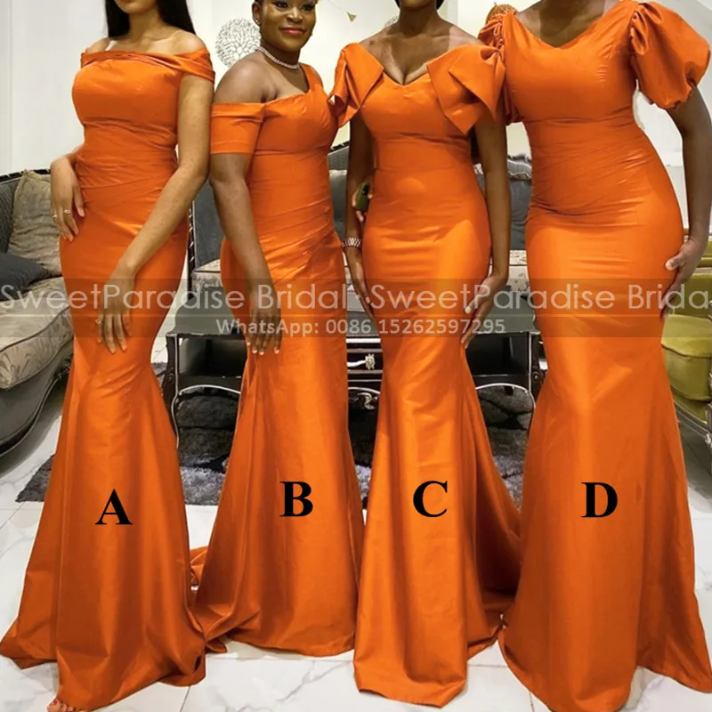 Orange Long Mermaid Bridesmaid Dresses Off Shoulder Black Girls Floor Length Trumpet Wedding Party Dress Maid Of Honor
Orange Long Mermaid Bridesmaid Dresses Off Shoulder Black Girls Floor Length Trumpet Wedding Party Dress Maid Of Honor