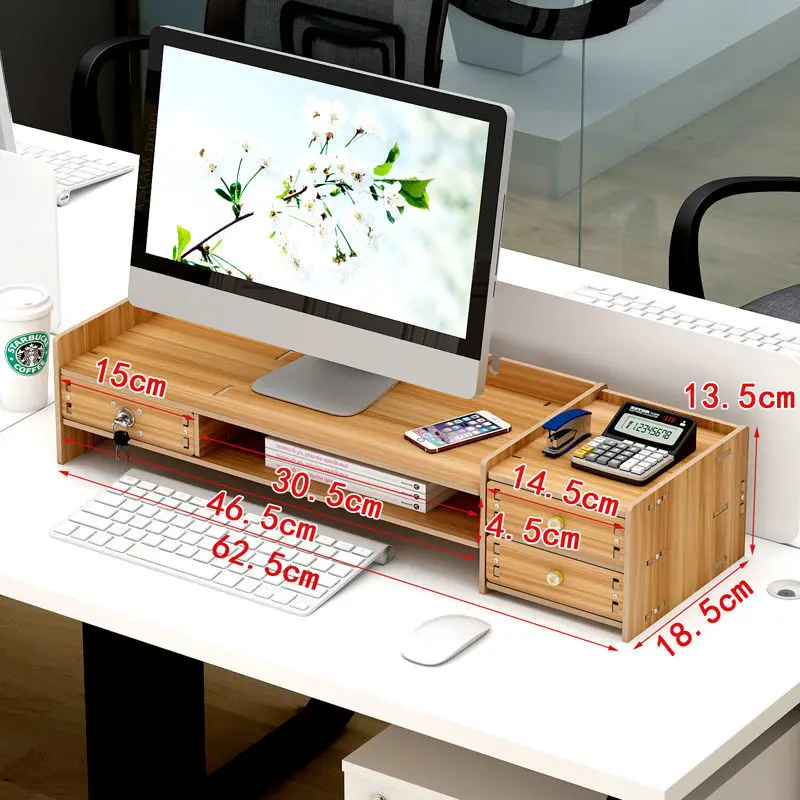 

Computer Monitors Elevated Office LCD Monitors Base Pads Elevated Desktop Keyboards Storage Shelves