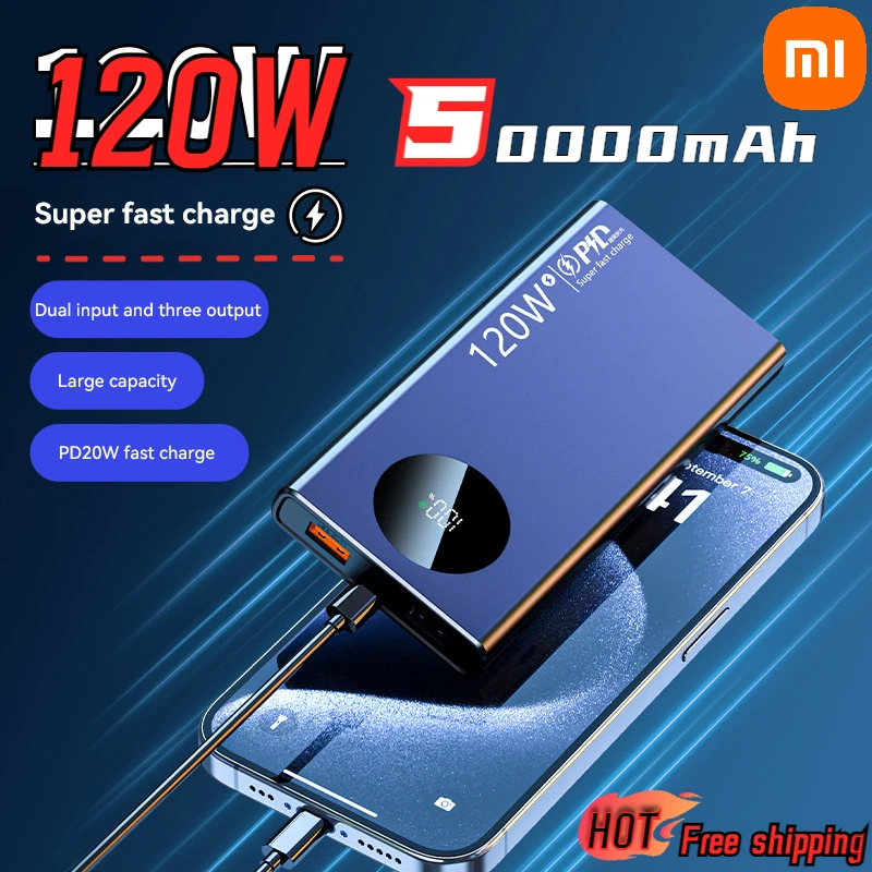 Xiaomi 120W 50000mAh High Capacity Power Bank Fast Charging Powerbank Portable Battery Charger For iPhone Samsung Huawei NEW
Xiaomi 120W 50000mAh High Capacity Power Bank Fast Charging Powerbank Portable Battery Charger For iPhone Samsung Huawei NEW