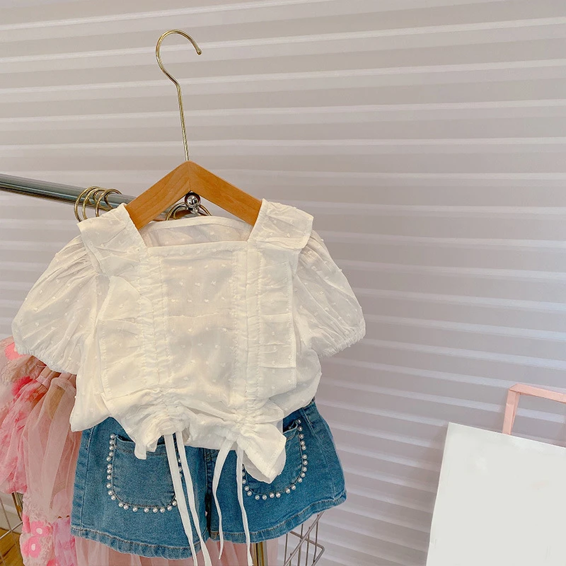 2022 Summer New Girls' Clothing Sets Drawstring Top +Pearl Denim Shorts Toddler Baby Clothes Suit Girls Fashion Kids Outfit
2022 Summer New Girls' Clothing Sets Drawstring Top +Pearl Denim Shorts Toddler Baby Clothes Suit Girls Fashion Kids Outfit