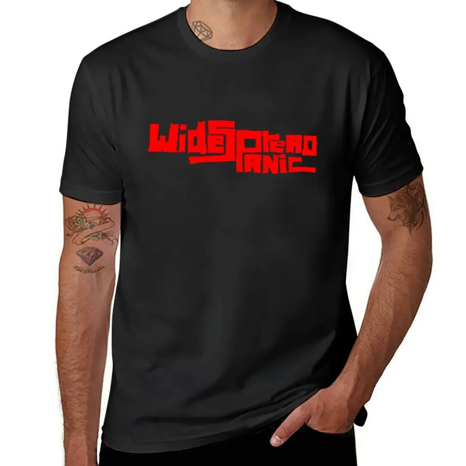 

blackwhitereddesign rock band logo widespread panic T-shirt customizeds funnys tshirts for men