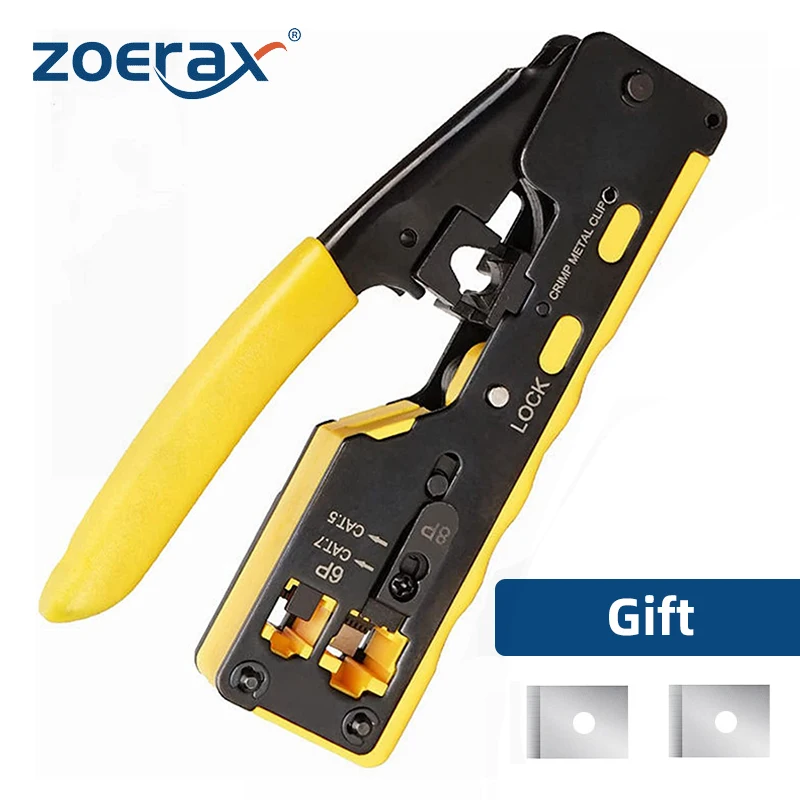 ZoeRax RJ45 Pass Through Crimping Tool Crimp Tool for RJ45 RJ12 RJ11 Connectors CAT6a Shielded Modular Plugs
ZoeRax RJ45 Pass Through Crimping Tool Crimp Tool for RJ45 RJ12 RJ11 Connectors CAT6a Shielded Modular Plugs