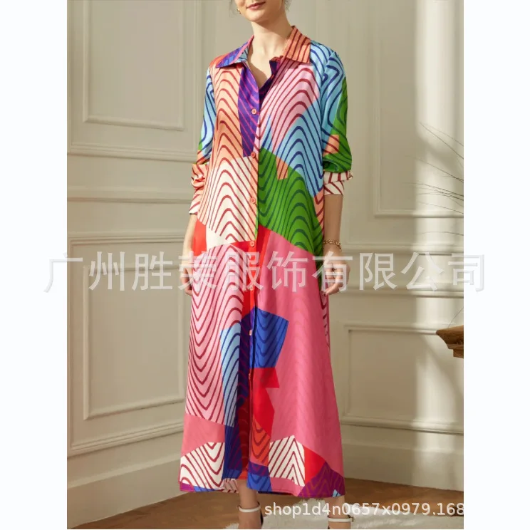 Women's Shirt Dress Printed Long Sleeved V-Neck Button Up Large Hem Fashionable and Sexy Dress New for Spring/summer 2024
Women's Shirt Dress Printed Long Sleeved V-Neck Button Up Large Hem Fashionable and Sexy Dress New for Spring/summer 2024