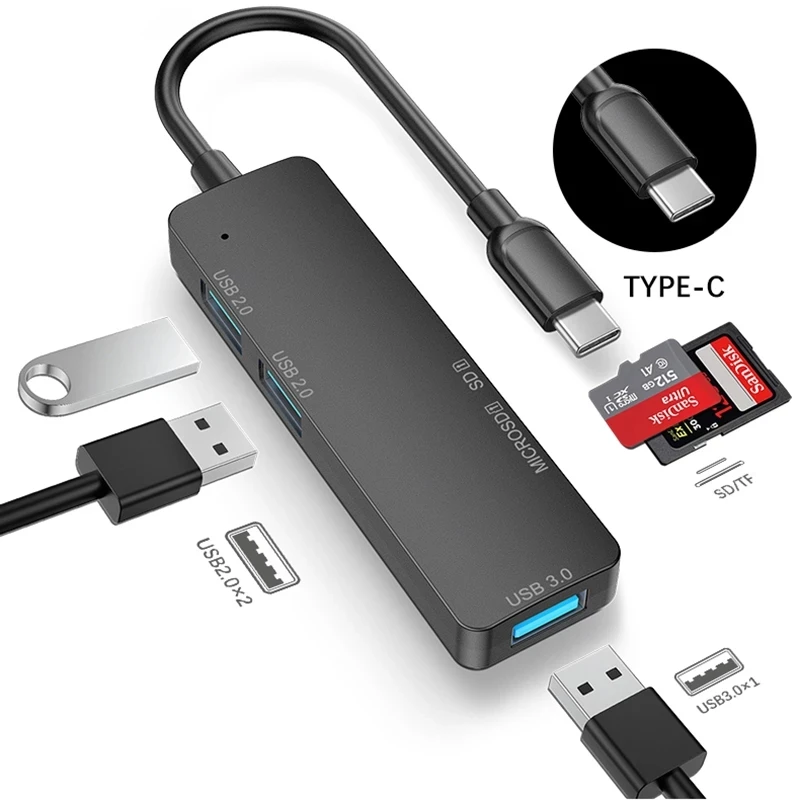 5 in 1 USB C Hub Extender Type C to USB 3.0 2.0 Docking Station Adapter TF SD Slot OTG Splitter for Phone Tablet PC Computer
5 in 1 USB C Hub Extender Type C to USB 3.0 2.0 Docking Station Adapter TF SD Slot OTG Splitter for Phone Tablet PC Computer