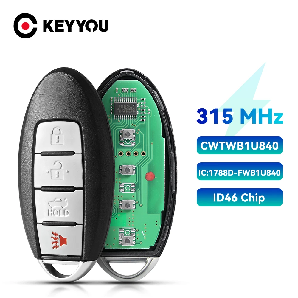 Автомобильный пульт дистанционного управления KEYYOU CWTWB1U840 для Nissan Versa Sentra Leaf 2013 - 2019 ID46 315 МГц, замена Смарт-Карты
Автомобильный пульт дистанционного управления KEYYOU CWTWB1U840 для Nissan Versa Sentra Leaf 2013 - 2019 ID46 315 МГц, замена Смарт-Карты