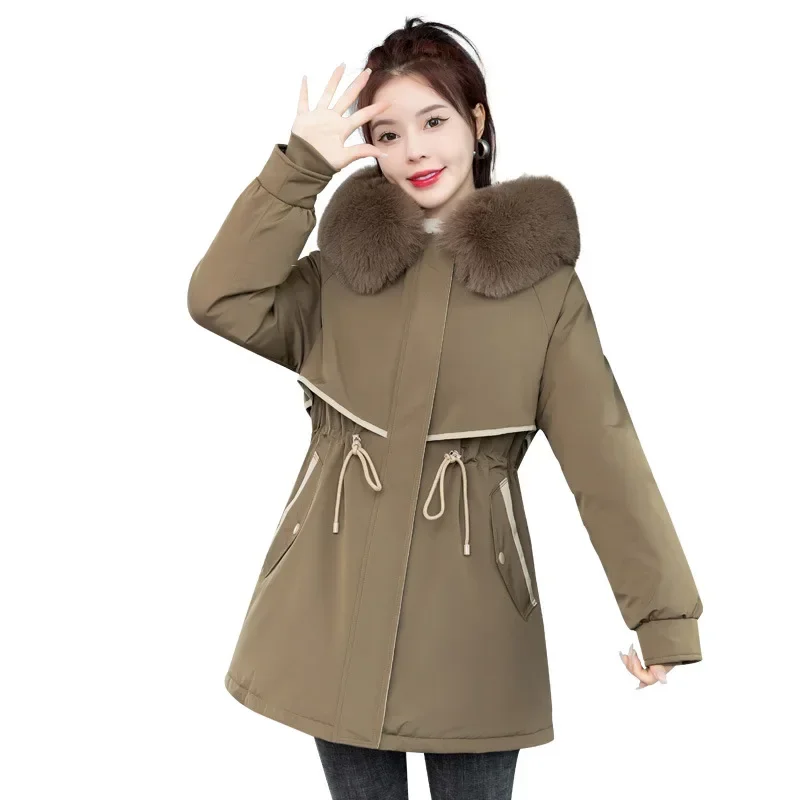 

Женская куртка, женские парки, зимнее холодное пальто, модное хлопковое пальто со съемной подкладкой, плюшевое хлопковое пальто, пальто средней длины, пуховое пальто