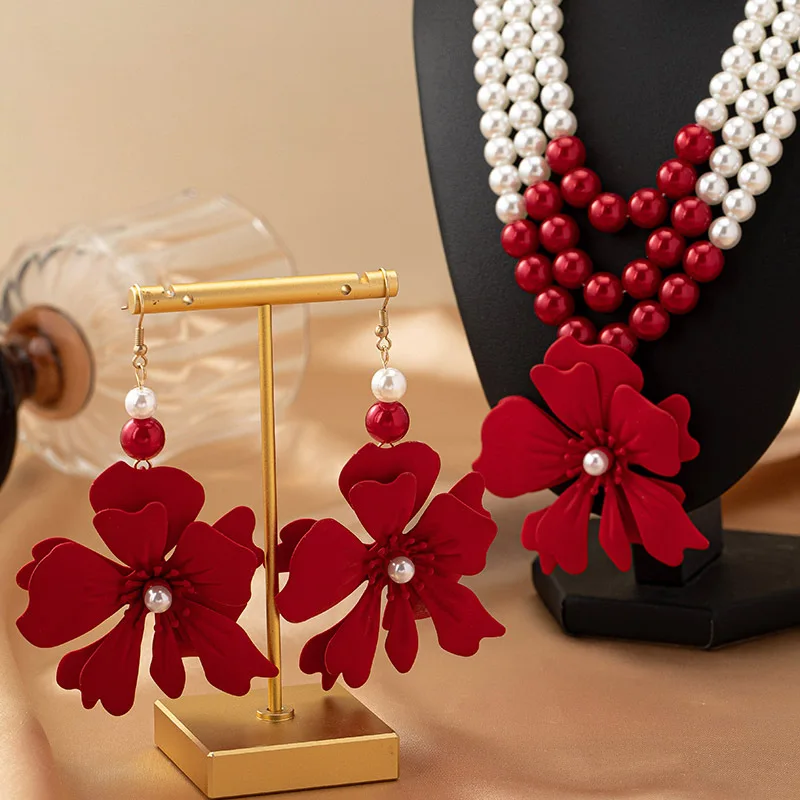 Necklace Big Red Flowers Pendant 3 Layers of Pearl Chain Women Girls Gifts Fashion Jewelry Hot Sale Party Gift 2 Mallzona S36e8273d02a94e978e3a2a6a674270b8g Necklace Big Red Flowers Pendant 3 Layers of Pearl Chain Women Girls Gifts Fashion Jewelry Hot Sale Party Gift Mallzona