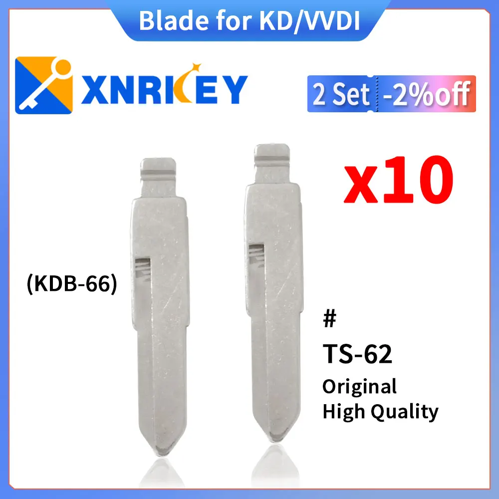 

XNRKEY 10 Pcs TS-62# Original High Quality Blade for KD/VVDI Remote Key Replacement Metal Blank Uncut Blade