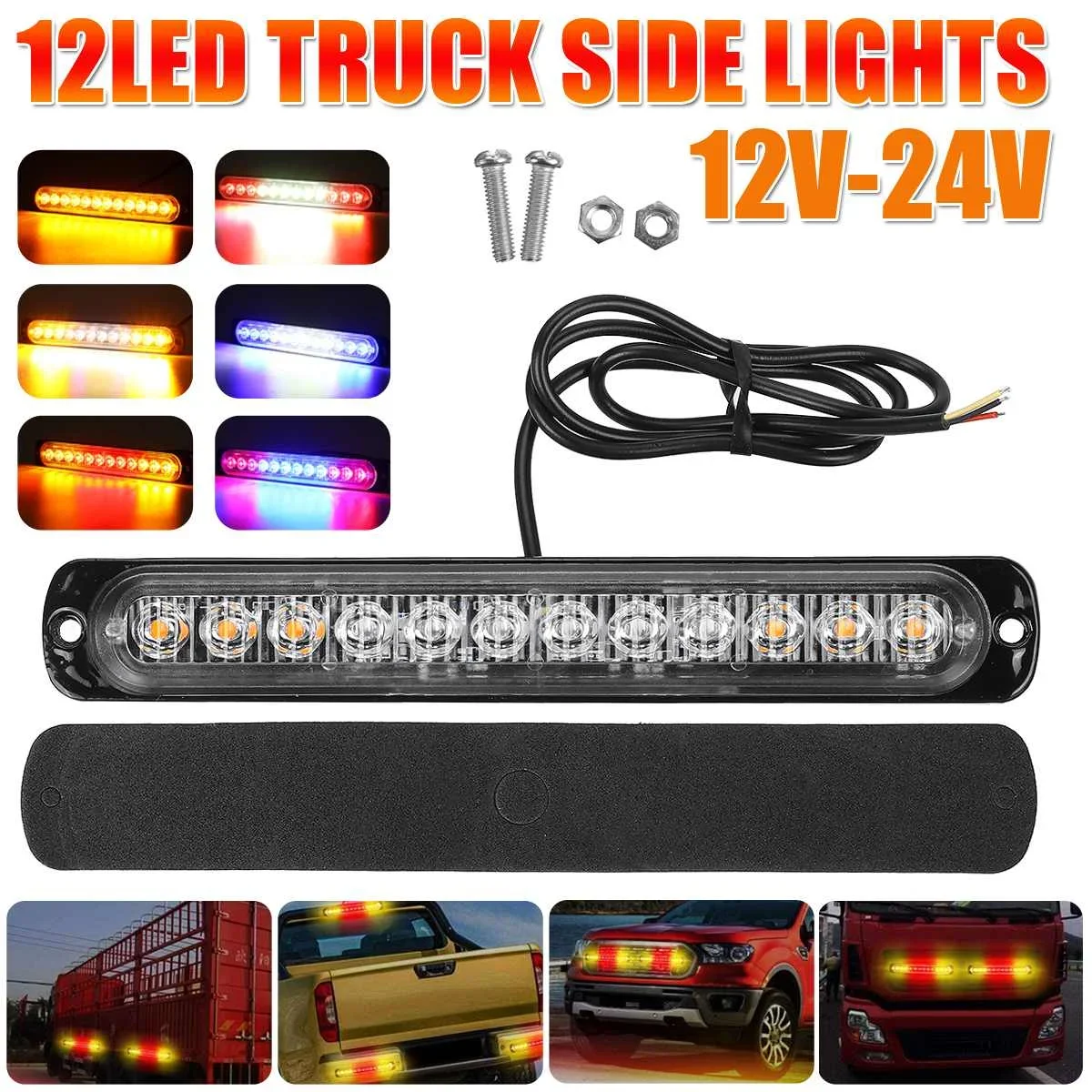 

10PCS 12V 24V LED Side Marker Lights Car External Lights Warning Tail Light Signal Brake Lamps for Truck Trailer Lorry Bus