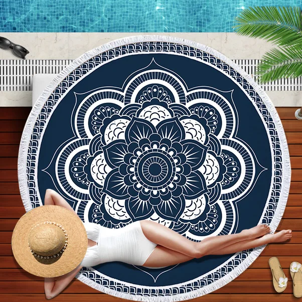 

Mandala Tapestry Round Large 150cm Soft Beach Towel For Adults Wall Hanging Microfiber Bath Towel With Tassel Throw Yoga Mat