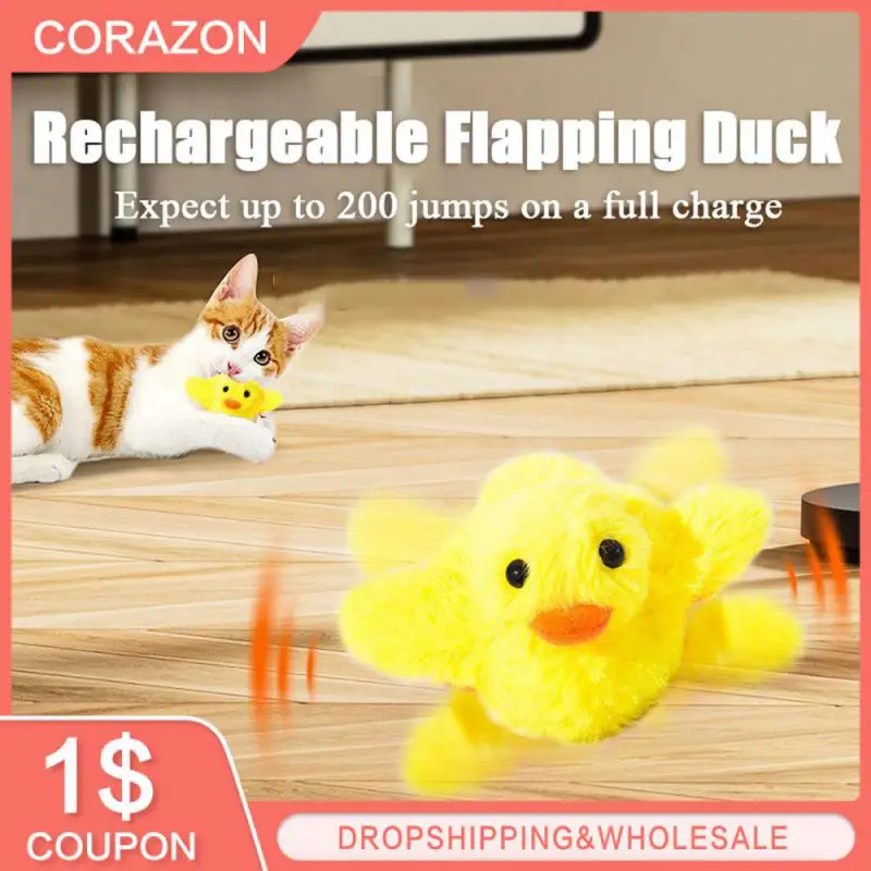 

Yellow Flapping Duck Cat Toys Interactive Electric Bird Toys Washable Cat Plush Toy Vibration Sensor Cats Game Catnip Toy Kitten