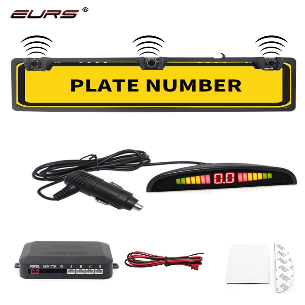 EURS Car Parking Sensors Parktronics European Wireless Crescent Camera License Plate Frame Reversing Radar with 3 Sensors
EURS Car Parking Sensors Parktronics European Wireless Crescent Camera License Plate Frame Reversing Radar with 3 Sensors