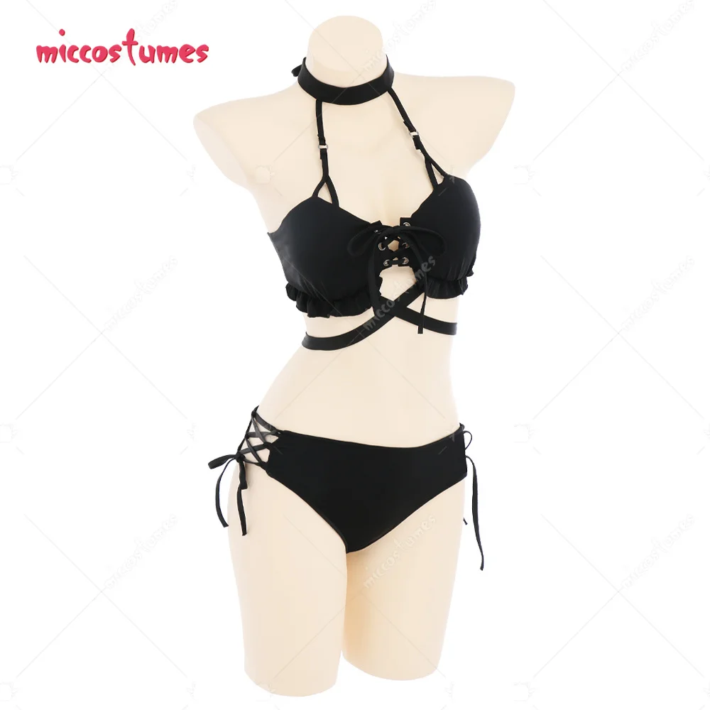 

Women Girls Two-Piece Swimsuit Sexy Halter Cross Rope Bathing Suit Cosplay Costume Set