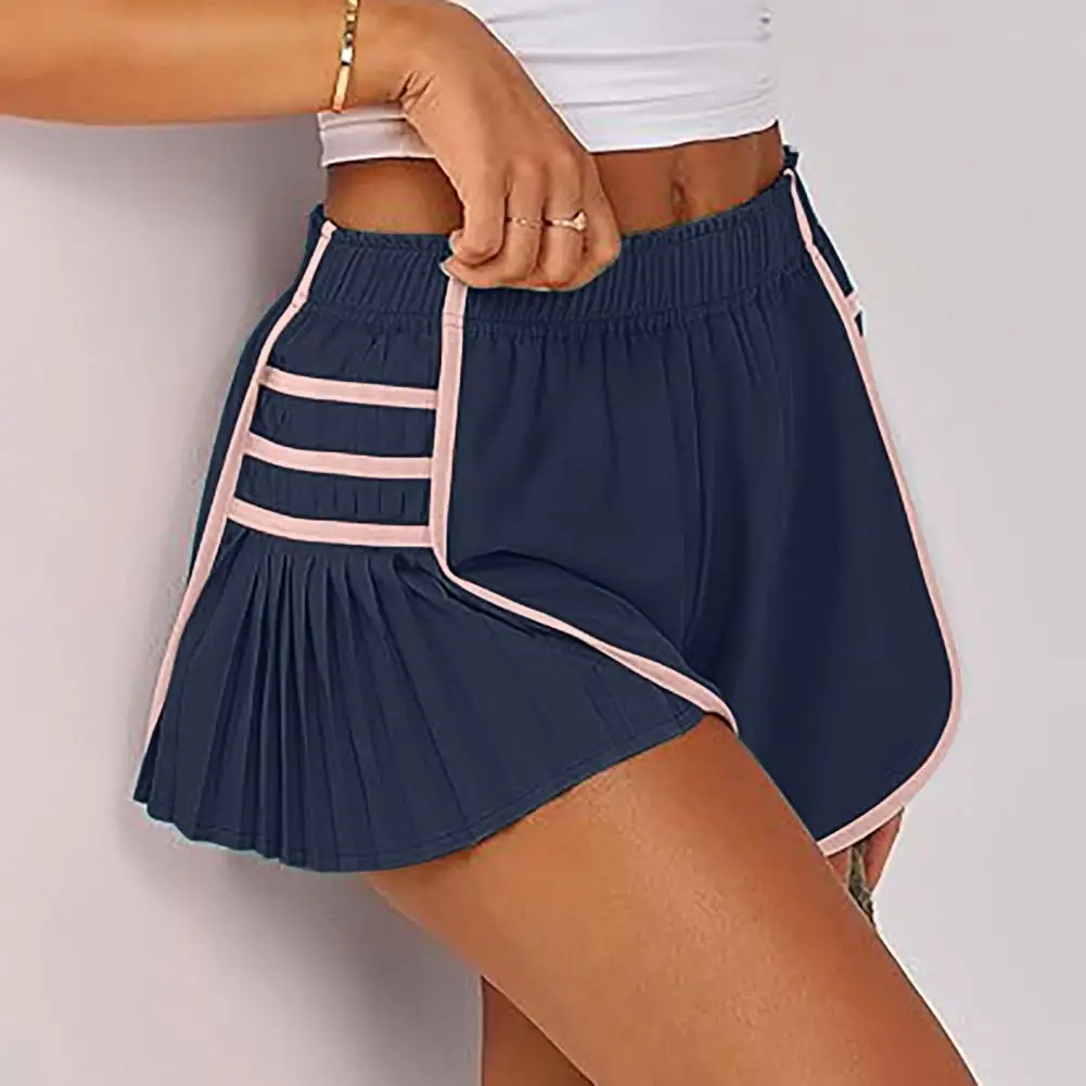 

Ruched Side Details Shorts High Waist Women's Summer Sports Shorts for Jogging Yoga Tennis Elastic Waistband Quick Dry Fabric