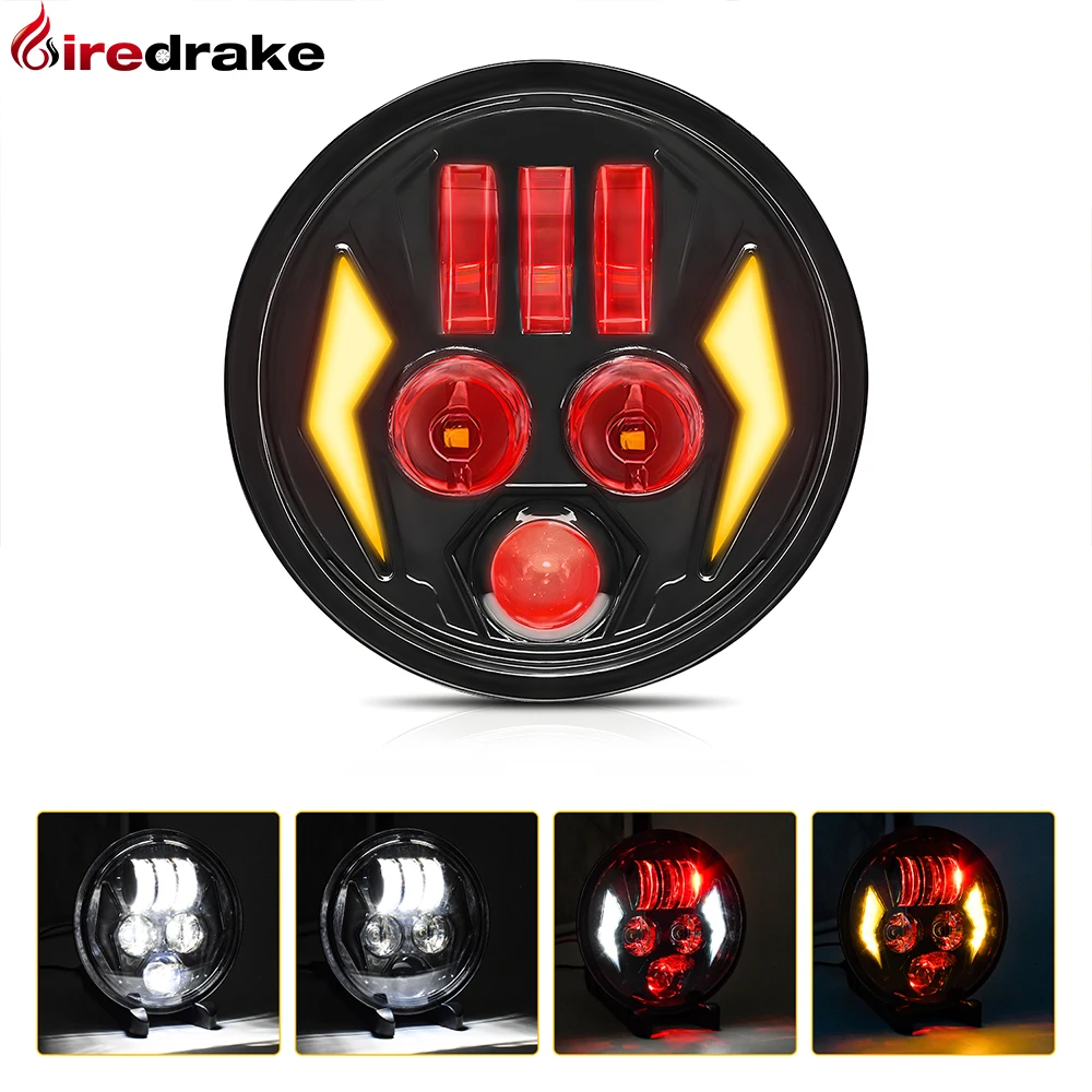 Firedrake R5 5.75 Inch Motorcycle Headlights H4 Lnterface Circular Headlights 4 Light Modes 200W 24V 6000K/3000K 20000LM
Firedrake R5 5.75 Inch Motorcycle Headlights H4 Lnterface Circular Headlights 4 Light Modes 200W 24V 6000K/3000K 20000LM