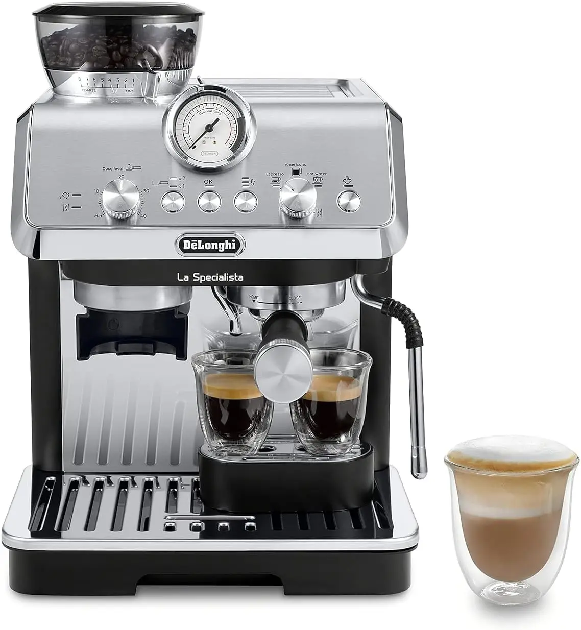 

De'Longhi La Specialista Espresso Machine with Grinder, Milk Frother, 1450W, Barista Kit - Bean to Cup Coffee & Cappuccino Maker
