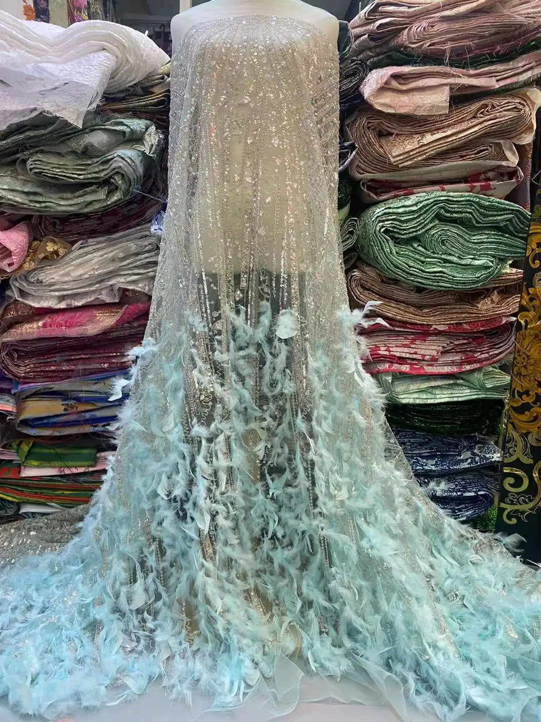 Luxury African New Arrival 3D Feather Lace Sequins Fabric High Quality French Tulle 5 Yards Fabric Nigeria For Birthday
Luxury African New Arrival 3D Feather Lace Sequins Fabric High Quality French Tulle 5 Yards Fabric Nigeria For Birthday