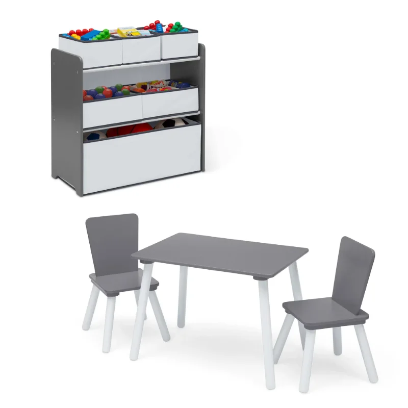 Children 4-Piece Toddler Playroom Set, Includes Play Table with Dry Erase Tabletop and 6 Bin Toy Organizer
Children 4-Piece Toddler Playroom Set, Includes Play Table with Dry Erase Tabletop and 6 Bin Toy Organizer
