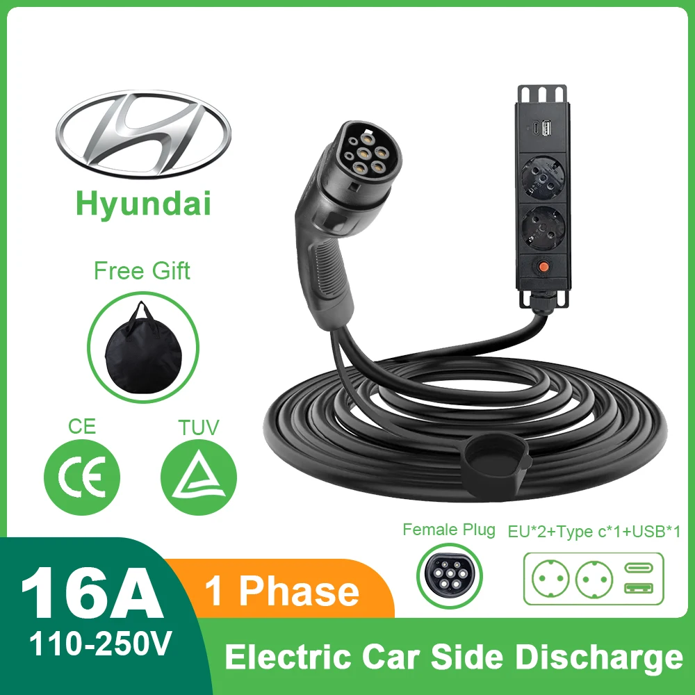 

Новый автомобильный разряд для Hyundai Тип 2 16 А EV зарядный кабель Электрический автомобильный боковой разряд зарядная станция Поддержка V2L V2H V2G