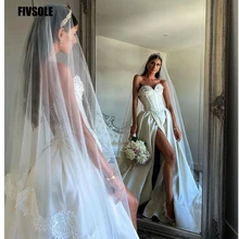 Fivsole Side Split Ball Gown Wedding Dresses 2022 Puffy Satin Beading Robe De Mariée Pearls New Design Vintage Bridal Gowns 
Fivsole Side Split Ball Gown Wedding Dresses 2022 Puffy Satin Beading Robe De Mariée Pearls New Design Vintage Bridal Gowns