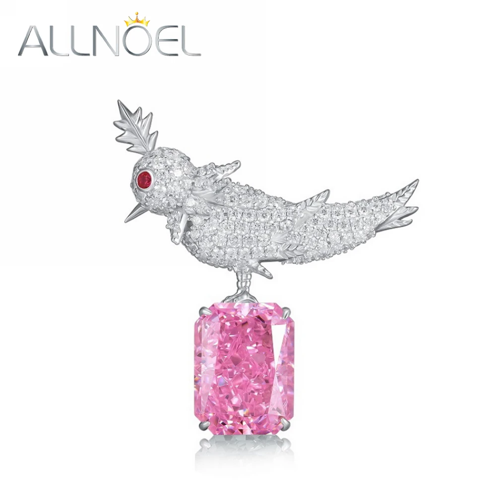 

ALLNOEL 925 Sterling Silver Brooches For Women High Carbon Diamond Bird Woodpecker Animal Wedding Party Delicate Jewelry Gift