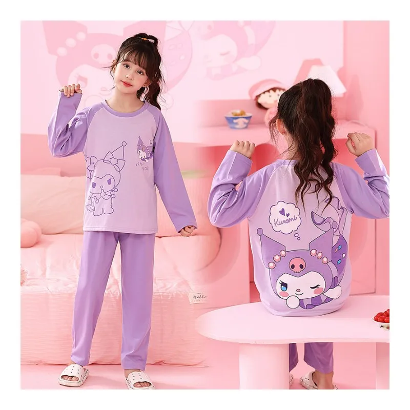 

Anime Sanrios Children's Long Sleeve Long Pants Pajama Set Cartoon Cinnamoroll My Melody Kuromi Cute Boy Girl Cotton Homewear