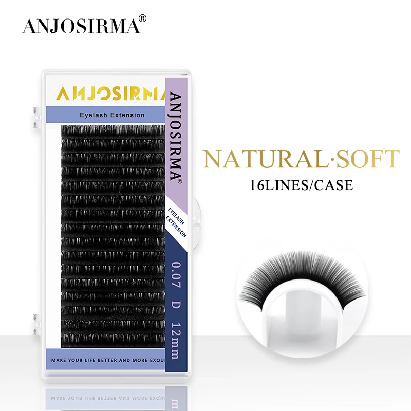 

ANJOSIRMA Premium D Curl 0.05/0.07mm Thickness Semi Permanent Individual Eyelash Extensions Silk Volume Lashes Professional Salo