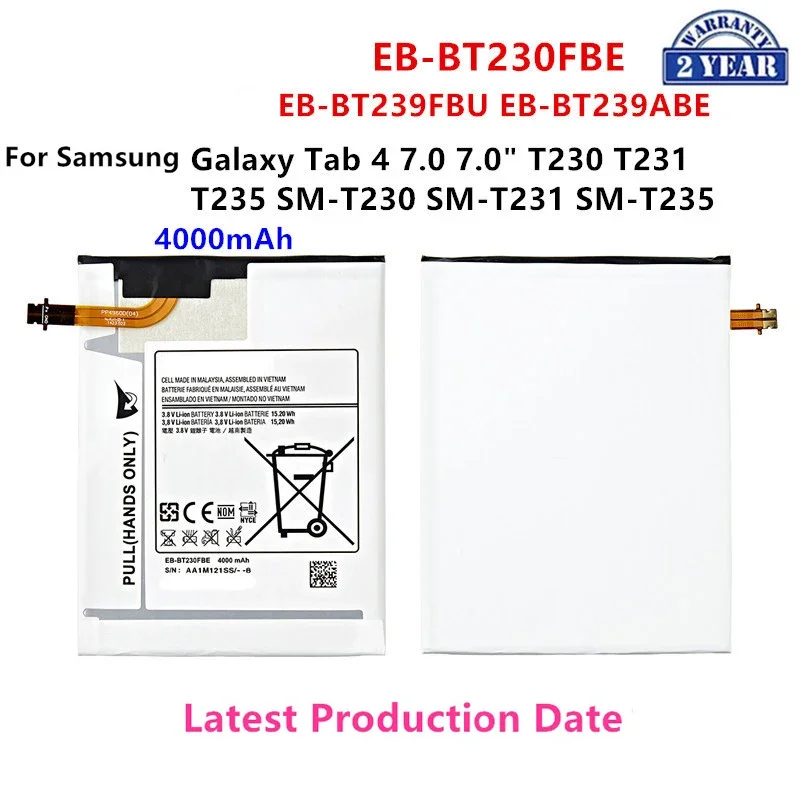 

Brand New Tablet EB-BT230FBE EB-BT239FBU EB-BT239ABE 4000mAh Battery For Samsung Galaxy Tab 4 7.0" SM-T230/T231/T235