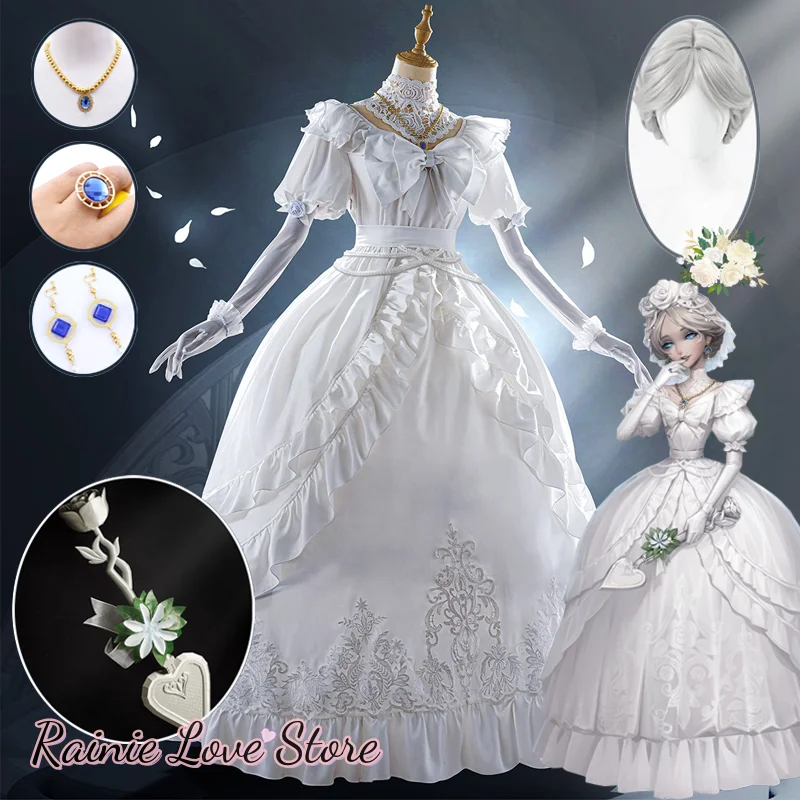 

Game Identity V Bloody Queen Cosplay Promised Day Cosplay Costume Mary White Wedding Dress Halloween Evening Party Outfits Wig