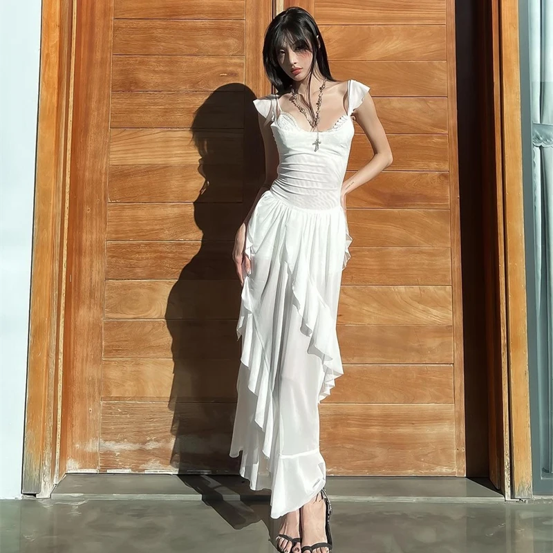 Xeemilo Elegant Lace Perspective Dress 2024 Summer Sleeveless Ruffled Slim Fit Evening Dress Party Nightclub Sexy Dress
Xeemilo Elegant Lace Perspective Dress 2024 Summer Sleeveless Ruffled Slim Fit Evening Dress Party Nightclub Sexy Dress