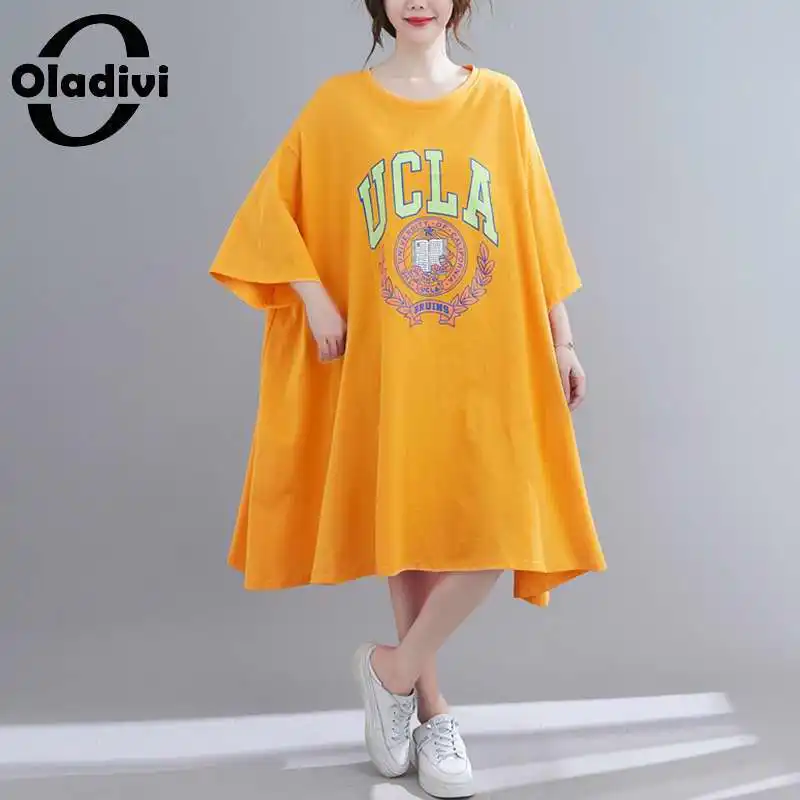 Oladivi Oversized Clothing Fashion Women Letter Printed Shirt Dress Casual Top Tee Loose Cotton Dresses Big Tunics 8XL 10XL 8022
Oladivi Oversized Clothing Fashion Women Letter Printed Shirt Dress Casual Top Tee Loose Cotton Dresses Big Tunics 8XL 10XL 8022
