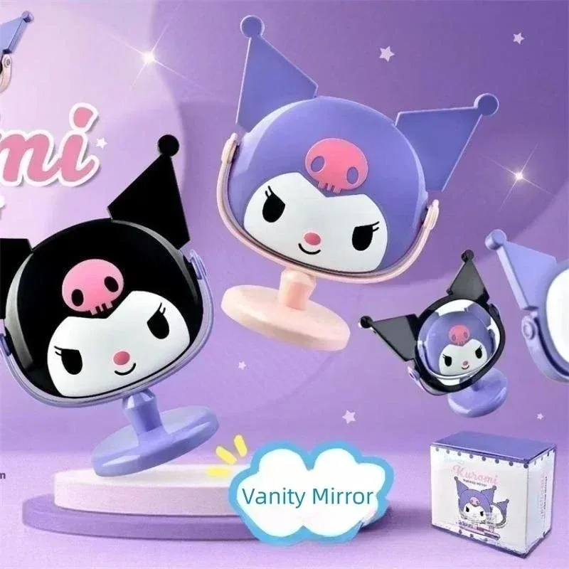 

Kawaii Sanrio Kuromi Vanity Mirror Cartoon Anime Dormitory Home Desktop Girl Heart Portable Makeup Mirror Cute Birthday Gift