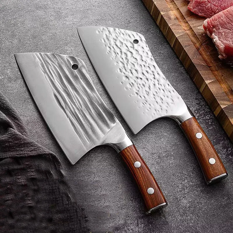 

Китайские Ножи ручной работы, Высокоуглеродистый кованый кухонный Кливер, деревянная ручка, нож для нарезки, традиционный нож для нарезки, инструменты для готовки