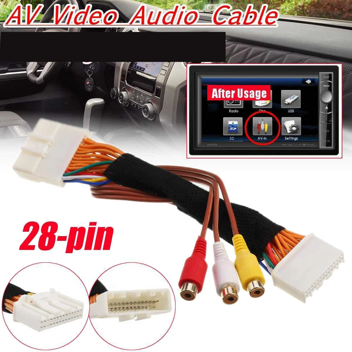 28 Pin AV Video Audio Cable for Toyota/Lexus Touch 2 and Entune Monitors Head Units
28 Pin AV Video Audio Cable for Toyota/Lexus Touch 2 and Entune Monitors Head Units