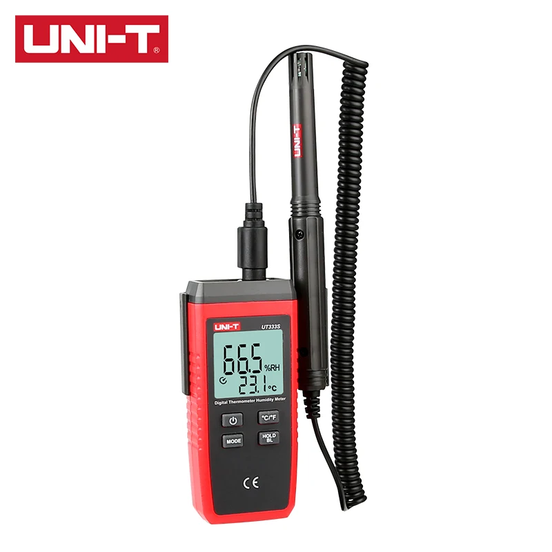UNI-T UT333S разделенный термометр 55 см длинный свинец 17 см Длинный зонд большой ЖК двойной дисплей температуры и влажности
UNI-T UT333S разделенный термометр 55 см длинный свинец 17 см Длинный зонд большой ЖК двойной дисплей температуры и влажности