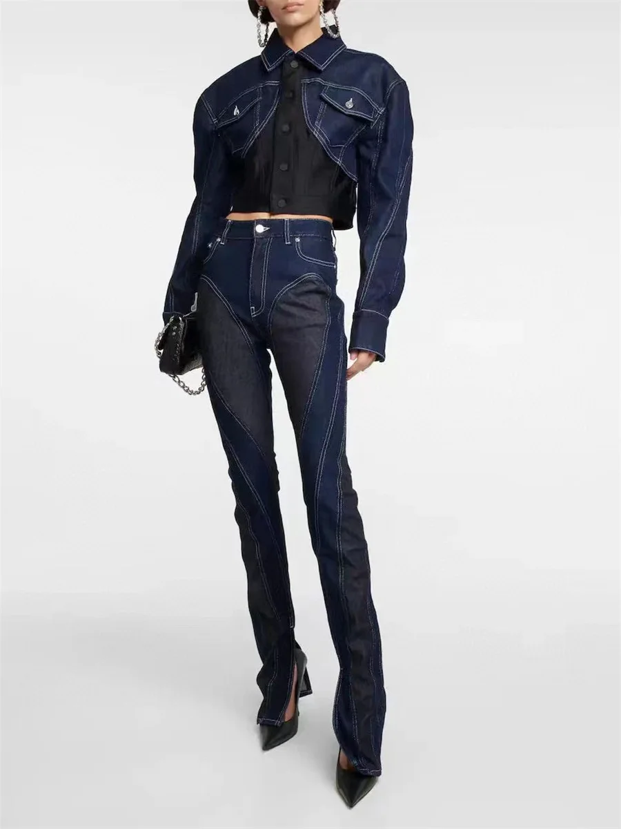 Traf 2023 WOMAN Y2K Jeans Cotton Switching Sewing High -waisted Women's Tight Pants New Fashion High -quality Pants bra
Traf 2023 WOMAN Y2K Jeans Cotton Switching Sewing High -waisted Women's Tight Pants New Fashion High -quality Pants bra