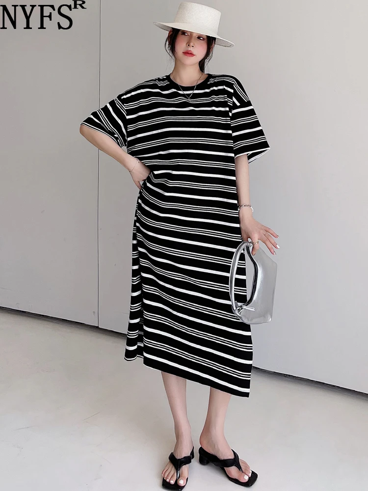 NYFS 2023 Summer New Korea Split Stripes Woman Dress Vestidos Robe Elbise Loose Plus Size Short Sleeve Long Dresses
NYFS 2023 Summer New Korea Split Stripes Woman Dress Vestidos Robe Elbise Loose Plus Size Short Sleeve Long Dresses